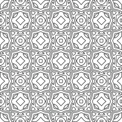 
Vector monochrome pattern, Abstract texture for fabric print, card, table cloth, furniture, banner, cover, invitation, decoration, wrapping.Repeating geometric tiles with stripe elements.Black and 
w