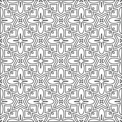 
Vector monochrome pattern, Abstract texture for fabric print, card, table cloth, furniture, banner, cover, invitation, decoration, wrapping.Repeating geometric tiles with stripe elements.Black and 
w