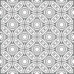 
Vector monochrome pattern, Abstract texture for fabric print, card, table cloth, furniture, banner, cover, invitation, decoration, wrapping.Repeating geometric tiles with stripe elements.Black and 
w