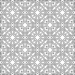 
Vector monochrome pattern, Abstract texture for fabric print, card, table cloth, furniture, banner, cover, invitation, decoration, wrapping.Repeating geometric tiles with stripe elements.Black and 
w