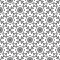 
Vector monochrome pattern, Abstract texture for fabric print, card, table cloth, furniture, banner, cover, invitation, decoration, wrapping.Repeating geometric tiles with stripe elements.Black and 
w