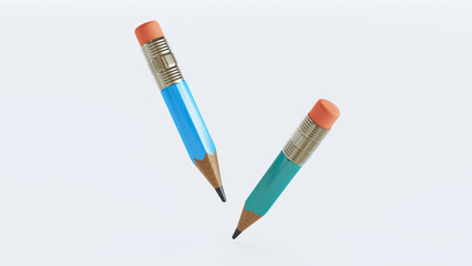 3d render of Colorful pencils on white background,