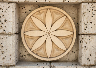 Ornamental architectural rosette on a wall