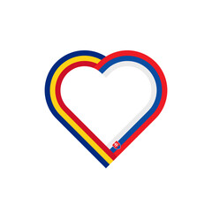 unity concept. heart ribbon icon of romania and slovakia flags. vector illustration isolated on white background
