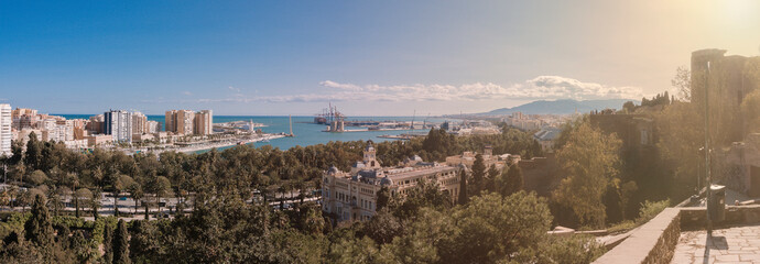 panoramic view of coast of Malaga on sunny day