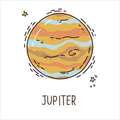 cartoon planet Jupiter © Anastasia Teriohina