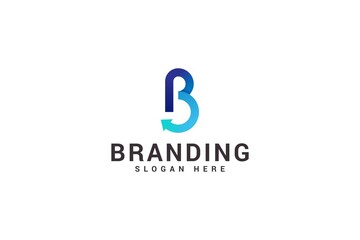 Letter B technological arrow logo