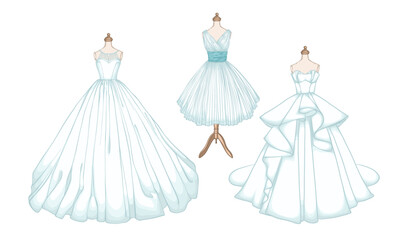 Wedding dresses set. Vector Illustration