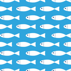 Fototapeta premium vector illustration of a pattern on a marine theme. seamless pattern with fishes.
