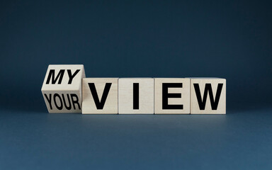 My view or your view. The cubes form the choice words My view or your view.