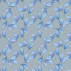 Seamless watercolor leaf pattern. A hand-drawn botanical illustration. For the design of things, wrapping paper, decoupage, covers, fabric, postcards, invitations and etc. Isolated on white background