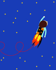 the leader is energetic, flies into space