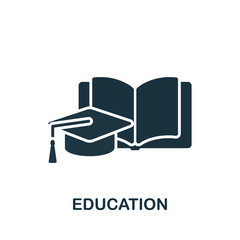 Education icon. Monochrome simple Brain Process icon for templates, web design and infographics