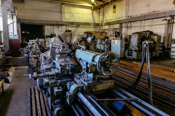 Lathe in the metalworking workshop