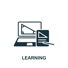 Learning icon. Monochrome simple Brain Process icon for templates, web design and infographics
