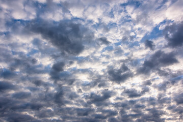 Morning blue sky with thick clouds (copy space).