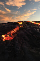 Lava flow at sunrise, Kilauea, Big Island, Hawaii