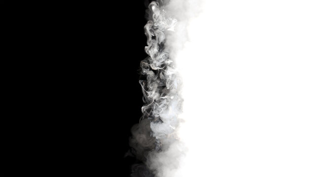 Abstract black and white smoke blot. Wave horizontal contrast copy space background..