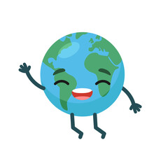Cute character emotional planet earth. Happy environment day concept.