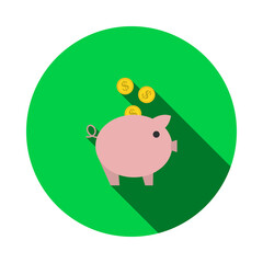Golden Coins Fall In Piggy Bank Icon
