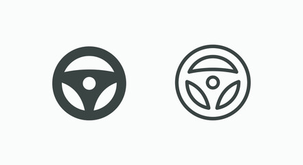 car steering wheel icon vector symbol set illustration