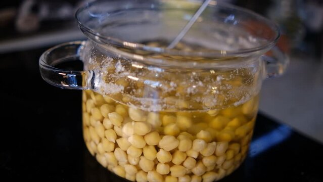 chickpeas in a saucepan
