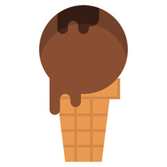 Chocolate Ice Cream flat icon,linear,outline,graphic,illustration