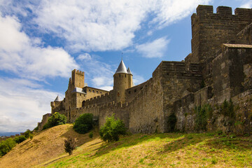 Fototapeta na wymiar Medieval castle of Carcassonne - Languedoc, Occitanie, France