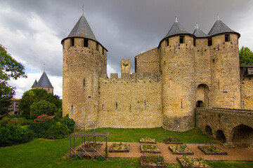 Fototapeta na wymiar Medieval castle of Carcassonne - Languedoc, Occitanie, France