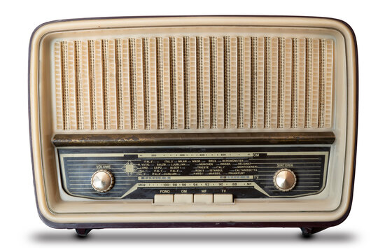 60's old radio isolated on white background