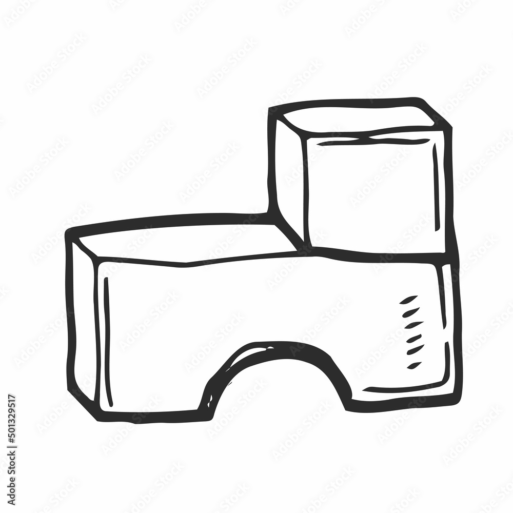 Fototapete doodle blocks toy and cubes. freehand outline black color ink hand drawn logic design object logotyp