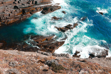Formation of rocks in the ocean bay of the Admirals Arch on Kangaroo Island