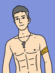 Fototapeta premium cute man cartoon on blue background