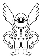 black and white of cute cartoon for coloring