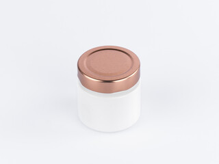 Glass weiß mit rose Deckel