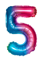 number five iridescent balloon