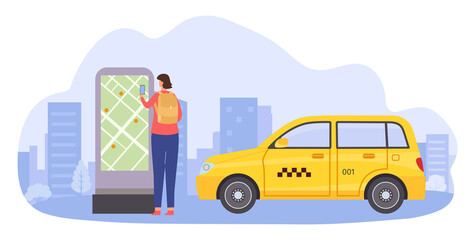 Online service taxi application with map location