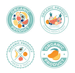 Organic food product logotype collection, fresh and tasty