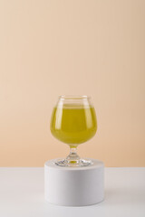 Green water for health in the Wine glass.