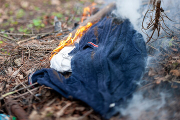 burning old clothing