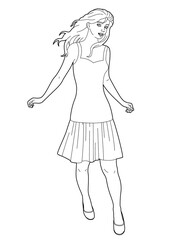 Drawing of a pretty woman standing
