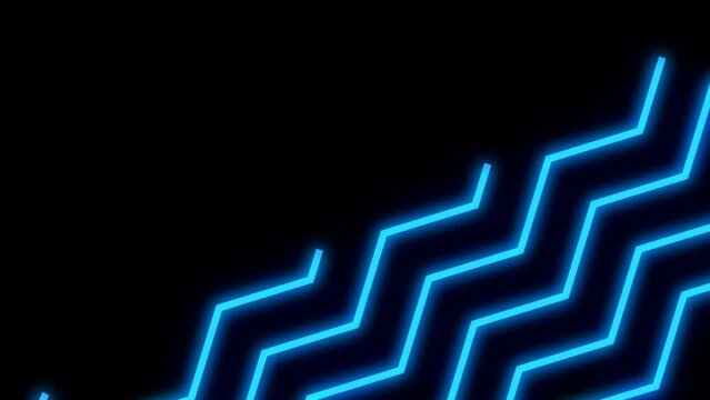 Blue colored glowing zig-zag line animated background animation in 4K UHD resolution.