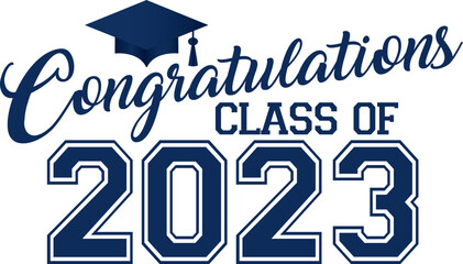 Congratulations Class of 2023 Blue Creative Graphic - obrazy, fototapety, plakaty