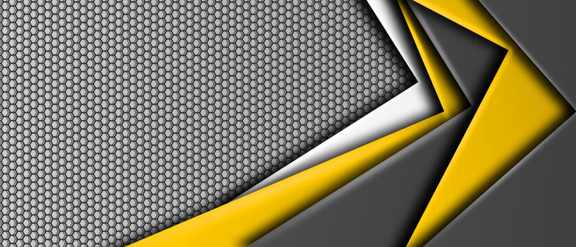 Abstract yellow black arrow overlap on gray blank background