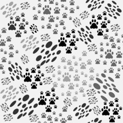 Naklejka na ściany i meble pattern with traces from the paws of an animal. seamless pattern with animal paw prints.