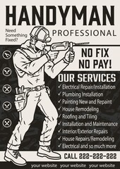Handyman professional monochrome vintage poster