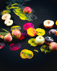 Naklejka na ściany i meble Painting with apples in autumn