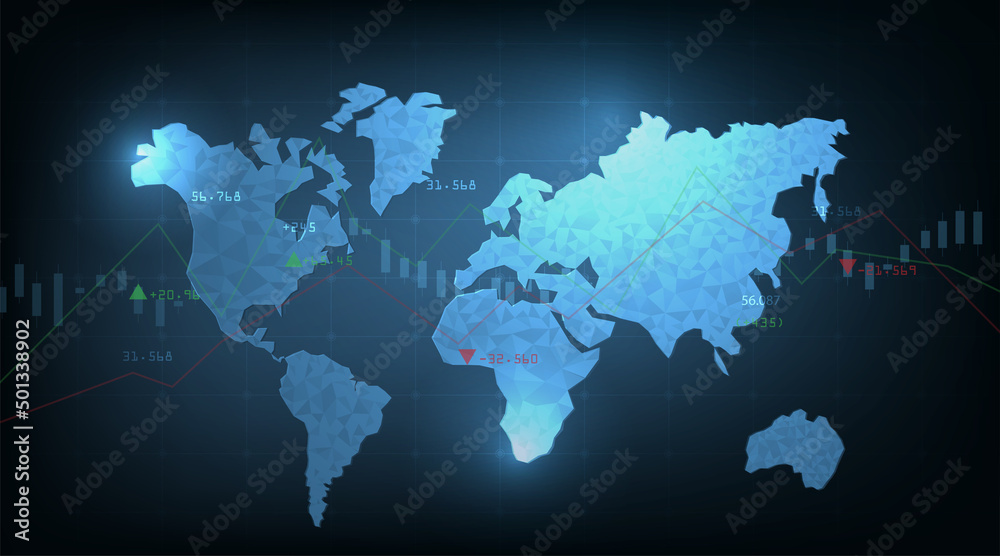 Aufkleber trading world class on dark blue background.business chart with rising and uptrend line graph.tradin