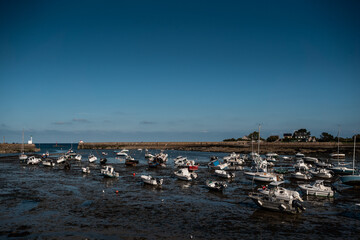 Fishing boats in the dock of Barfleur in France.