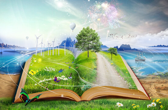 magic book and eco concept